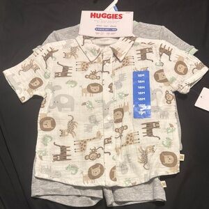 Huggies Kids Animal Print Matching Set - Cream and Gray